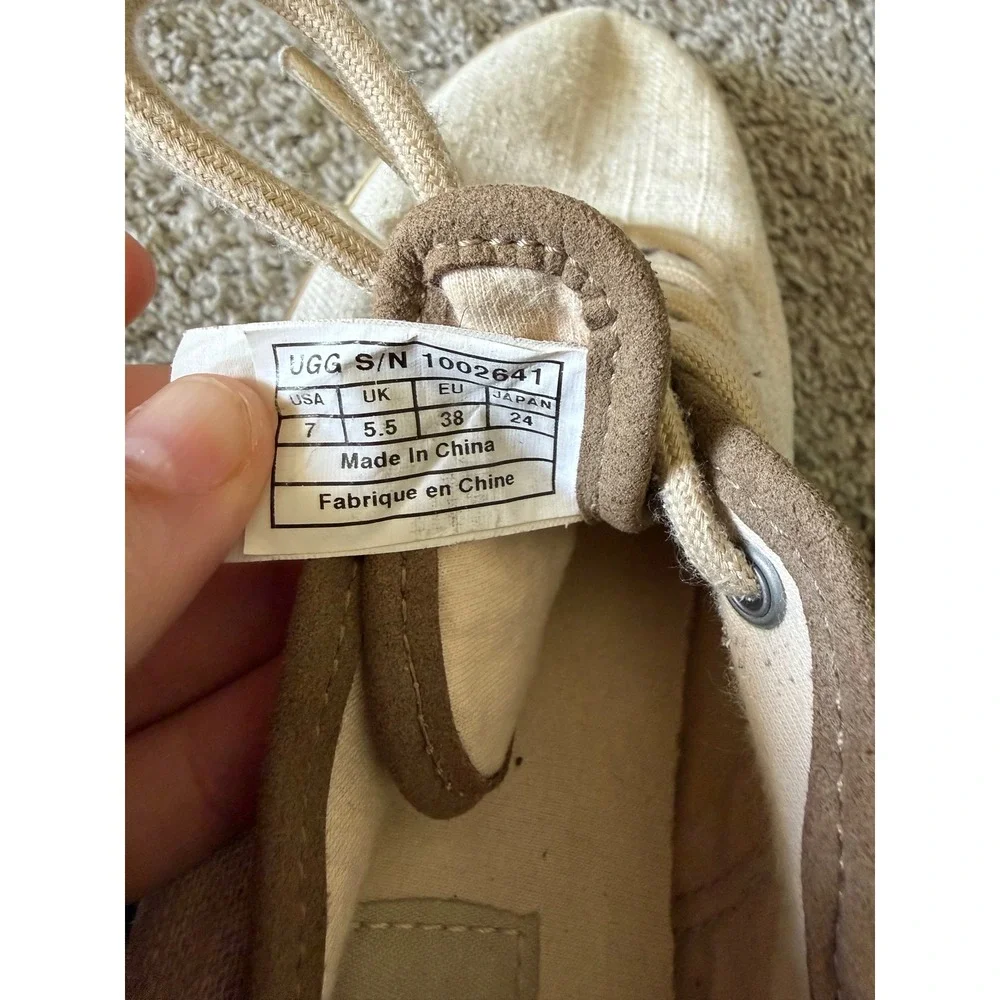 UGG Australia Chivon Oatmeal Linen Tan Suede Lace Up Sneakers 1002641 Womens 7